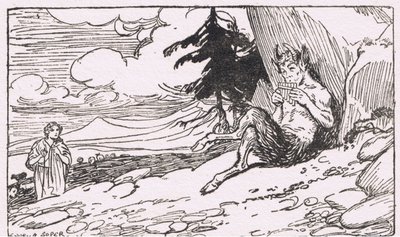 The Pomegranate Seeds: She saw a person named Pan, seated at the foot of a tall rock and making music on a shepherd
